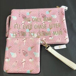 Charming Charlie Pink Ice Cream Print Clutch Set